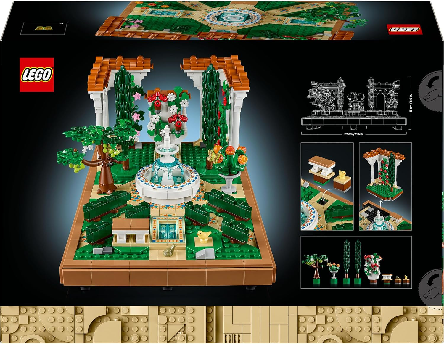 LEGO Icons Fountain Garden - Set de construcción en miniatura para adultos con hojas, cipreses, árboles, enredaderas y flores - Idea creativa de regalo de cumpleaños, regalo de inauguración de la casa para mujeres y hombres - 10359 Juegos de construcción Beuche den LEGO-Store
