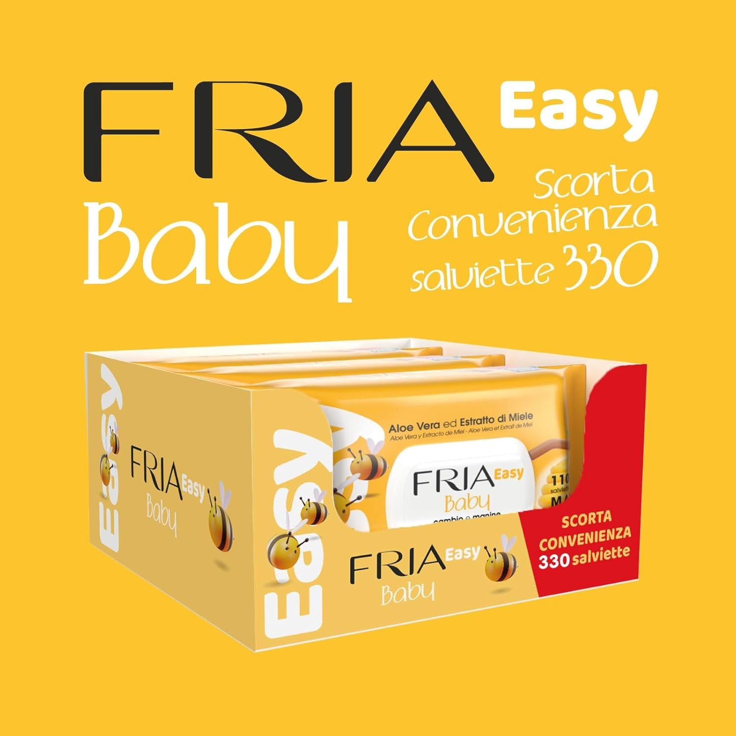 Toallitas húmedas Easy Baby con humectante para la piel de aloe vera y extracto de miel, probadas dermatológicamente, paquete de 330 toallitas