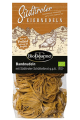 Fideos de cinta BioGourmet con Schüttelbrot del Tirol del Sur (IGP) | Fideos al huevo salados y aromatizados con auténtico speck del Tirol del Sur | 1 x 250g Bio