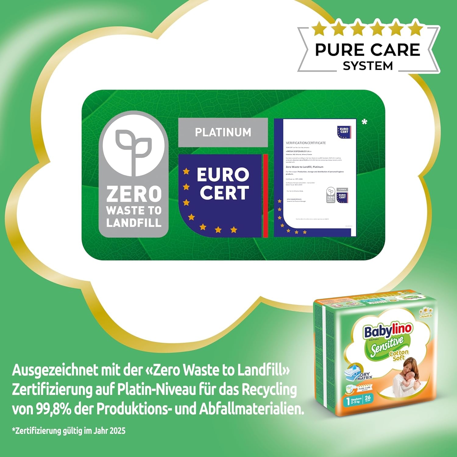 Pañales para bebés sensibles, talla 1, recién nacido (2-5 kg), 26 piezas