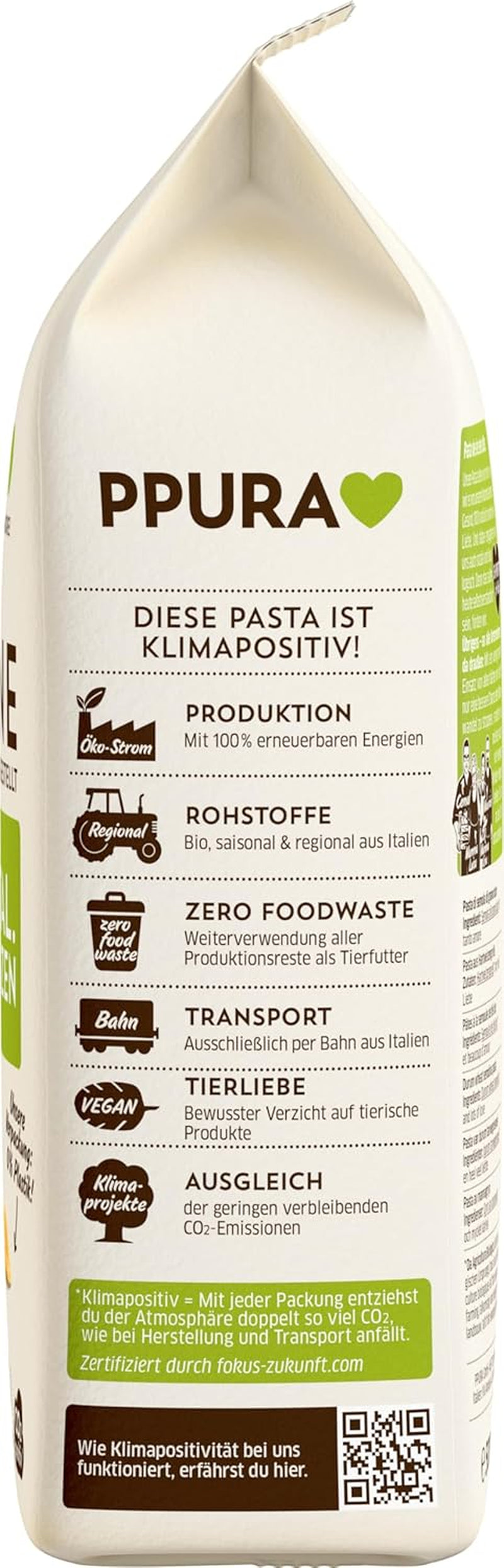 PPURA Pasta Penne de Trigo Duro Orgánica 500g, pasta tubular 100% natural, Made in Italy - pasta italiana sin aditivos, colorantes ni conservantes