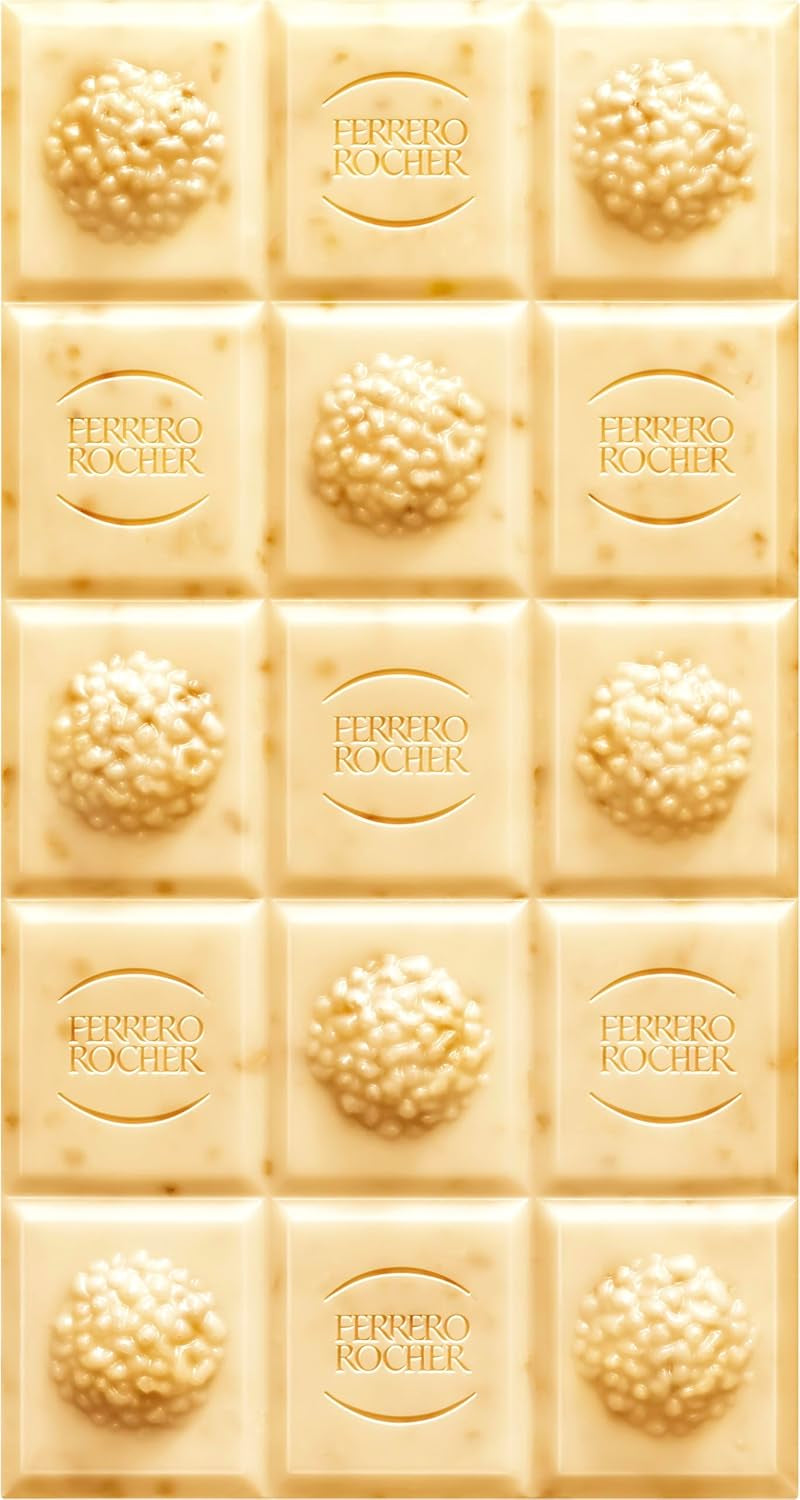 Barrita Ferrero Rocher - Chocolate Blanco con Avellanas - Regalo de San Valentín para Él y Ella - 1 Barra de Chocolate x 90g