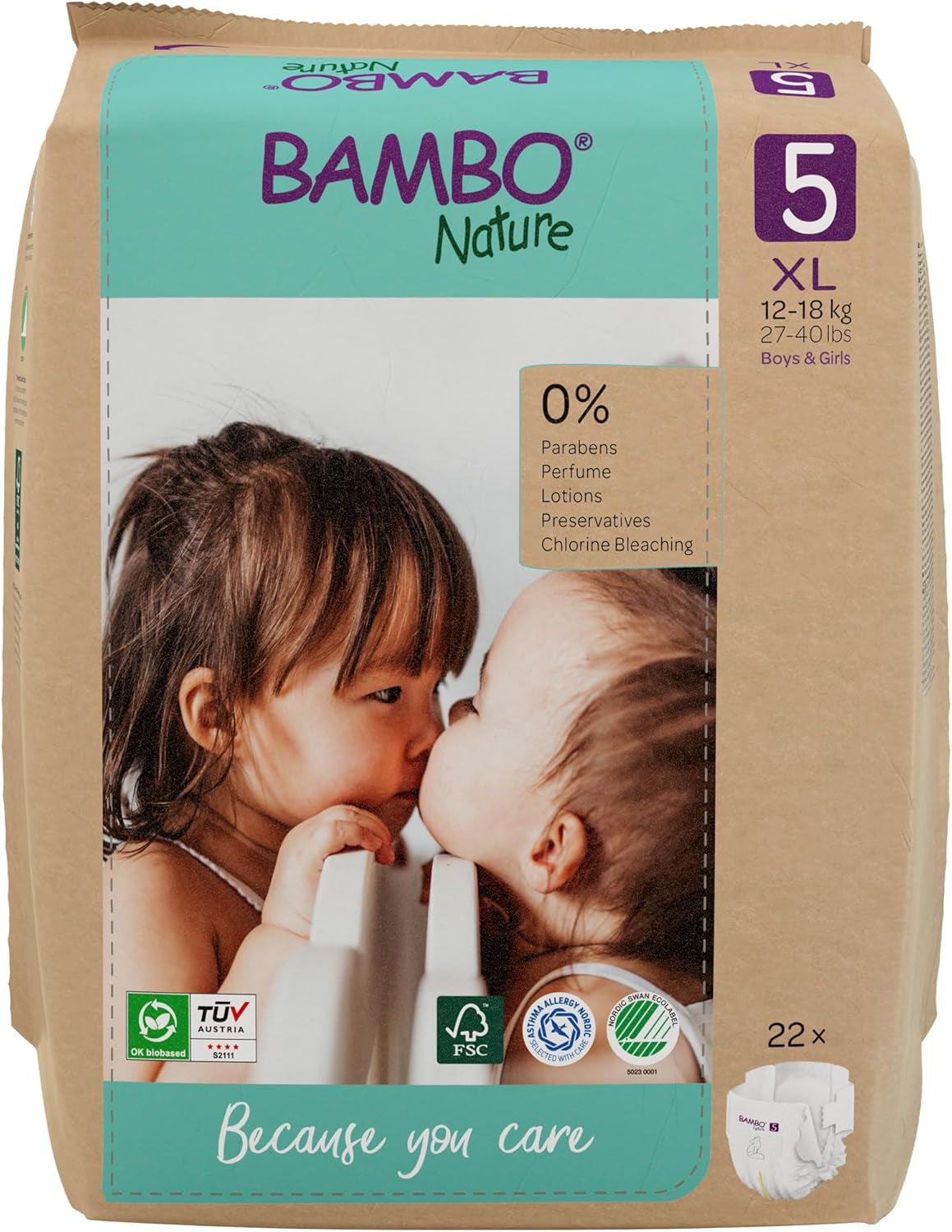 Pañales para bebé Bambo Nature, tamaño 1 (2-4 kg), caja mensual de 132 unidades | Pañales Premium con protección mejorada contra fugas | Máxima comodidad y libertad para los recién nacidos | Pañales testados dermatológicamente