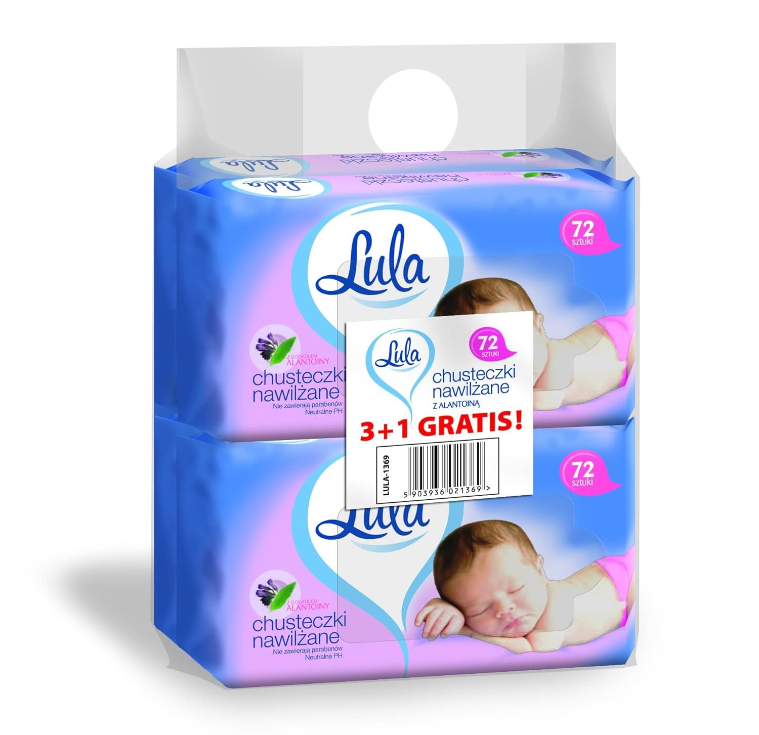 Toallitas bebe con ALANTOIN 72uds 3uds + 1ud gratis