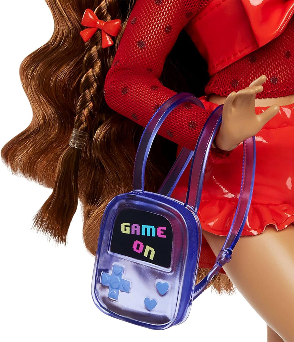 Barbie Dream Besties Muñeca y Accesorios, Muñeca Teresa Fashion Móvil con Cabello Castaño y Pinzas para el Cabello, Tema de Videojuego de 10 Piezas, HYC23 Naty Shop Dolls