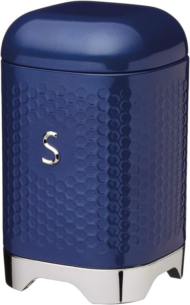 KitchenCraft Lovello caddy pentru ceai, caddy din oțel alb, suprafață texturată, stil 1950 cu capac, pentru ceai vrac și pliculețe de ceai, 11 cm x 11 cm x 19 cm, Ice White