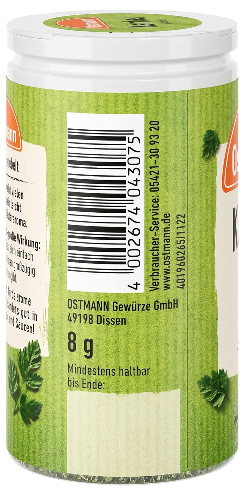 Ostmann Gewürze - Cinturón de seguridad Kerbel | Kräuternote für Lammgerichten und deftige Eintöpfe | 8 g en Der Streudose