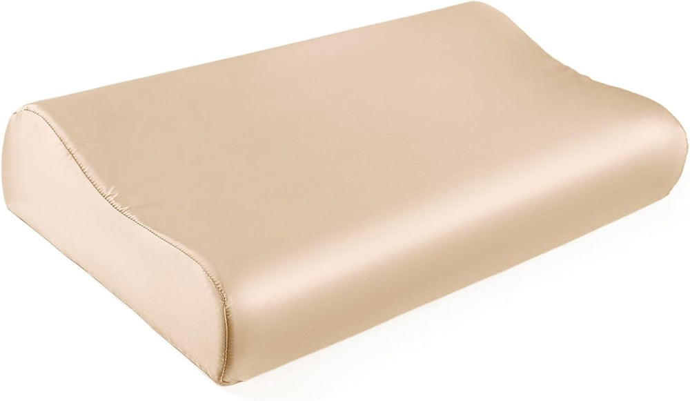 Față de pernă THXSILK din mătase de dud 19 Momme pentru pernă contur din spumă cu memorie, pernă cervicală din latex, hipoalergenică, lavabilă (50 x 30 x 10/7 cm, gri închis)