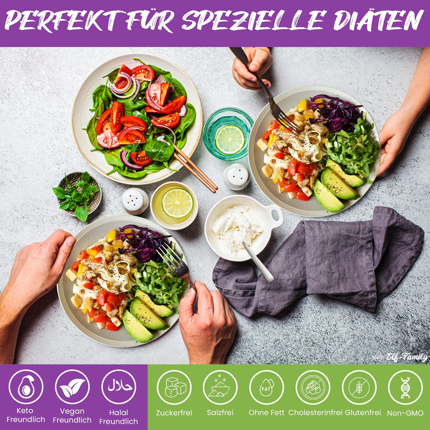 Fideos Konjac Premium de Tailandia, veganos, sin gluten - 240 g x paquete de 6 (12 paquetes), fideos Shirataki de Elf-Family, fideos instantáneos, pasta/ceto/bajo en carbohidratos/bajo en calorías/sin azúcar - espaguetis y fettuccine