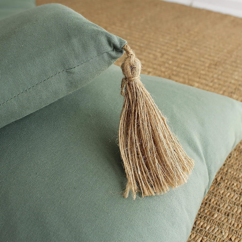 Colcha con 4 bolitas, yute, 90 X 190 Cm, arcilla, 2007AGCHLJT090190, 90 X 190 Cm Edredones y colchas Naty Shop