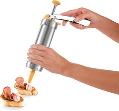 Presă de patiserie din oțel inoxidabil Tescoma DELÍCIA | Versatilitate maximă pentru decorarea fursecurilor și torturilor | 20 de discuri decorative și 4 duze de decorare | Durabilitate și calitate |