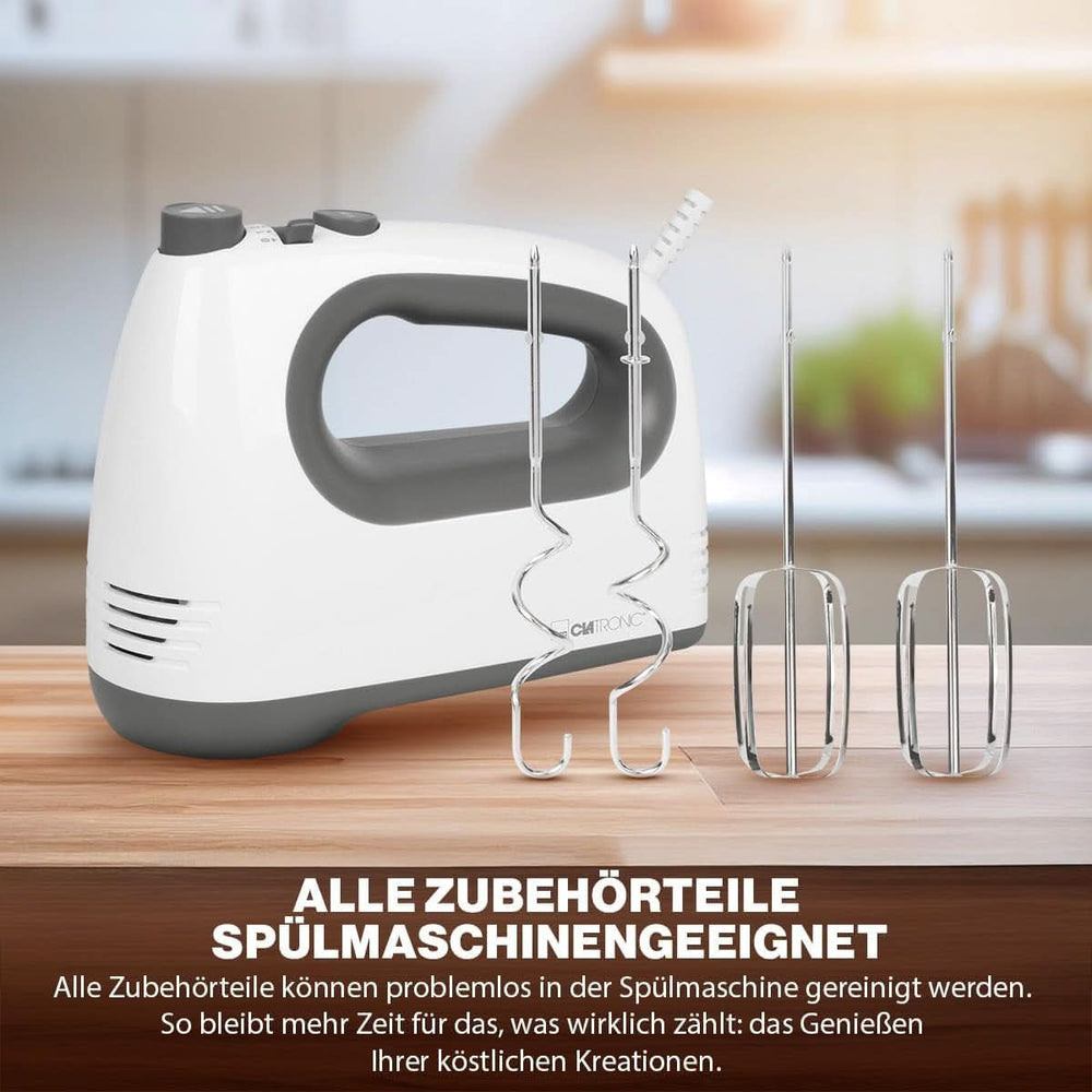 Mezclador Clatrónico | Motor Kraftvoller de 400 vatios | Batidora de mano | Turbostufe y 5 Geschwindigkeitsstufen | Batidora de mano | Spülmaschinengeeignete Edelstahlquirle Und -Knethaken | HM 3775 Cocina Tienda Naty
