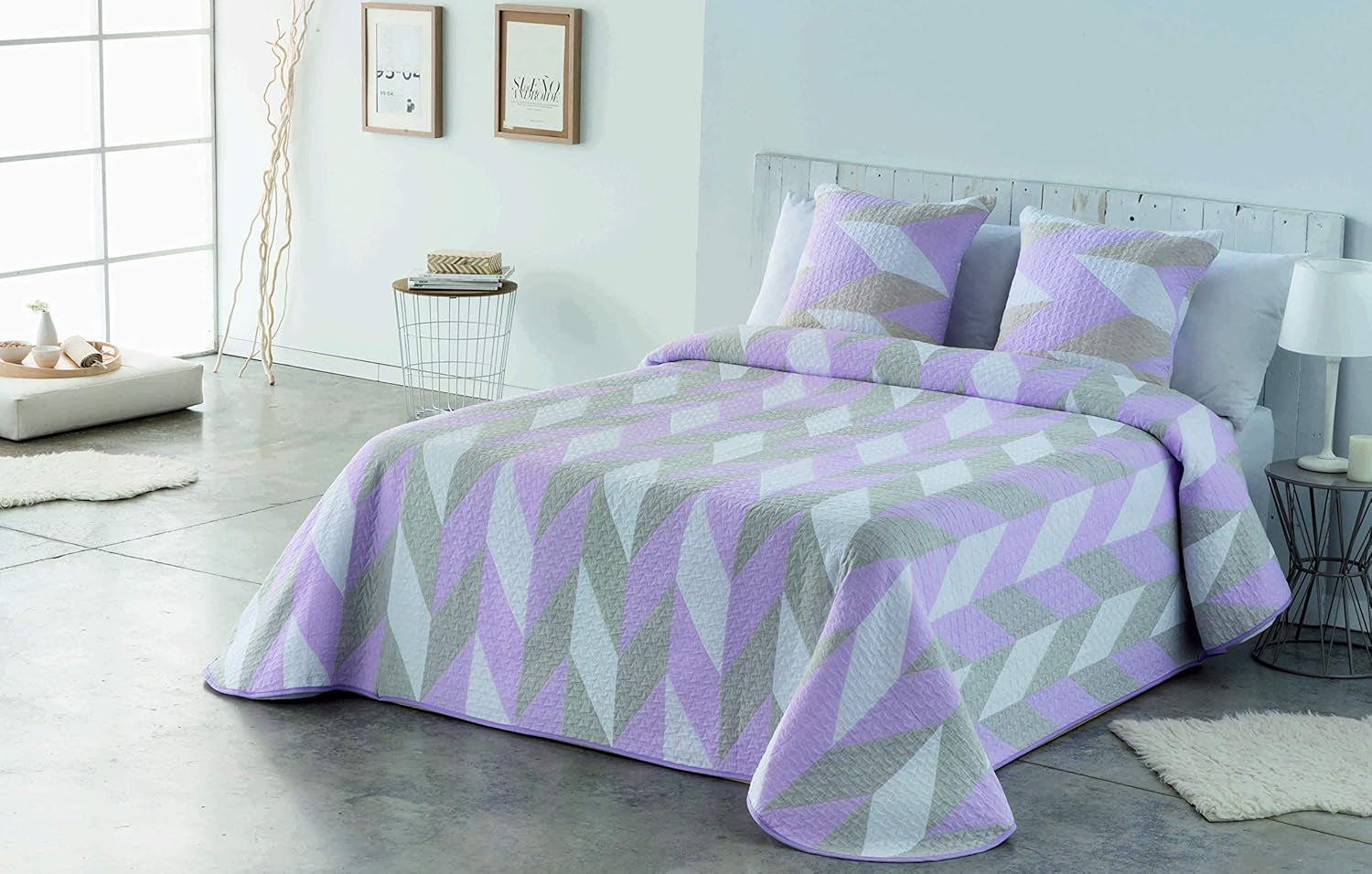 VIALMAN Sofia 30 Bouti Edredón ligero para cama de matrimonio | Medidas edredón 250 X 270 cm, gris Edredones y edredones Naty Shop Rosa 135X190 Cm