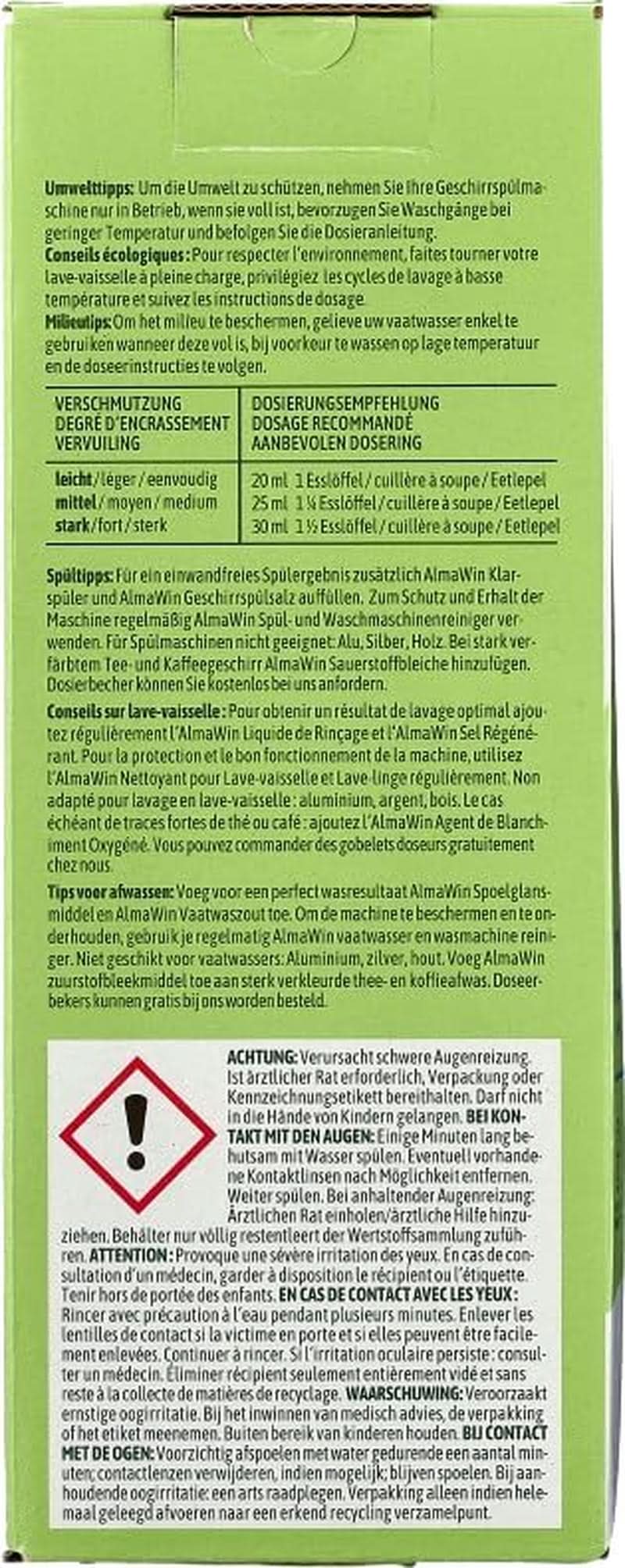 Almawin eco, detergente en polvo 2,8kg, 112 dosis, dosificable para diferentes cantidades de vajilla Naty Shop