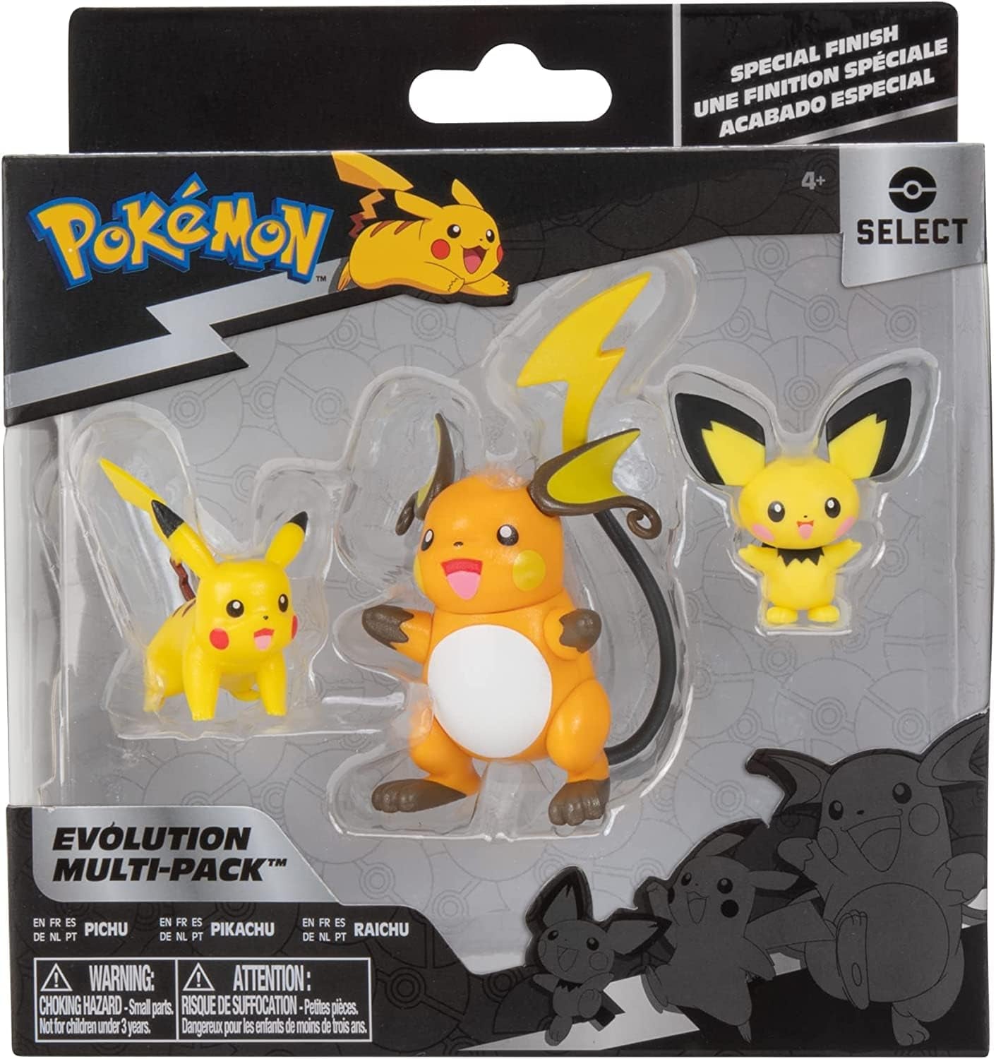 Pokemon PKW2778 Select Paquete de 3 con Pichu y Pikachu y figuras de batalla de Raichu de 7,6 cm Evolution Multipack Style 2 Figuras de acción Naty Shop