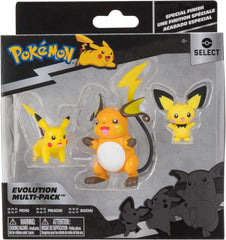 Pokemon PKW2778 Select Paquete de 3 con Pichu y Pikachu y figuras de batalla de Raichu de 7,6 cm Evolution Multipack Style 2 Figuras de acción Naty Shop