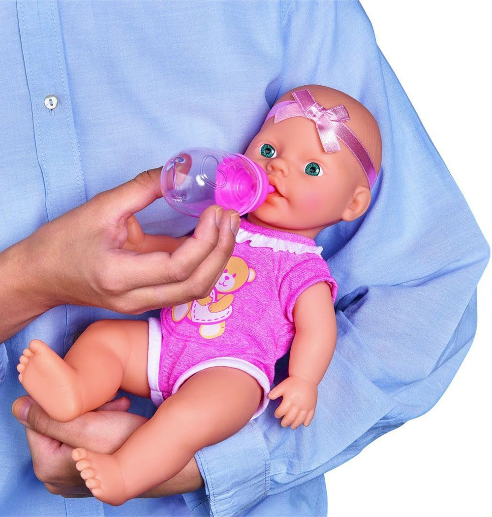 Simba 105030069 - Muñeco Bebé Recién Nacido, muñeco de vinilo con función de beber y alimentar, con certificado de nacimiento y accesorios, 4 piezas, 30 cm, muñeco, a partir de 3 años Naty Shop Muñecas