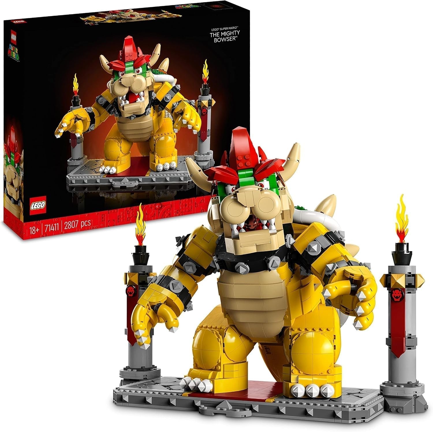 LEGO Super Mario The Mighty Bowser Kit de modelo 3D Conjunto grande de figuras móviles coleccionables que incluye plataforma de duelo Idea de regalo para fanáticos Decoración de la habitación 71411 Juegos de construcción Besuche den LEGO-Store Singur