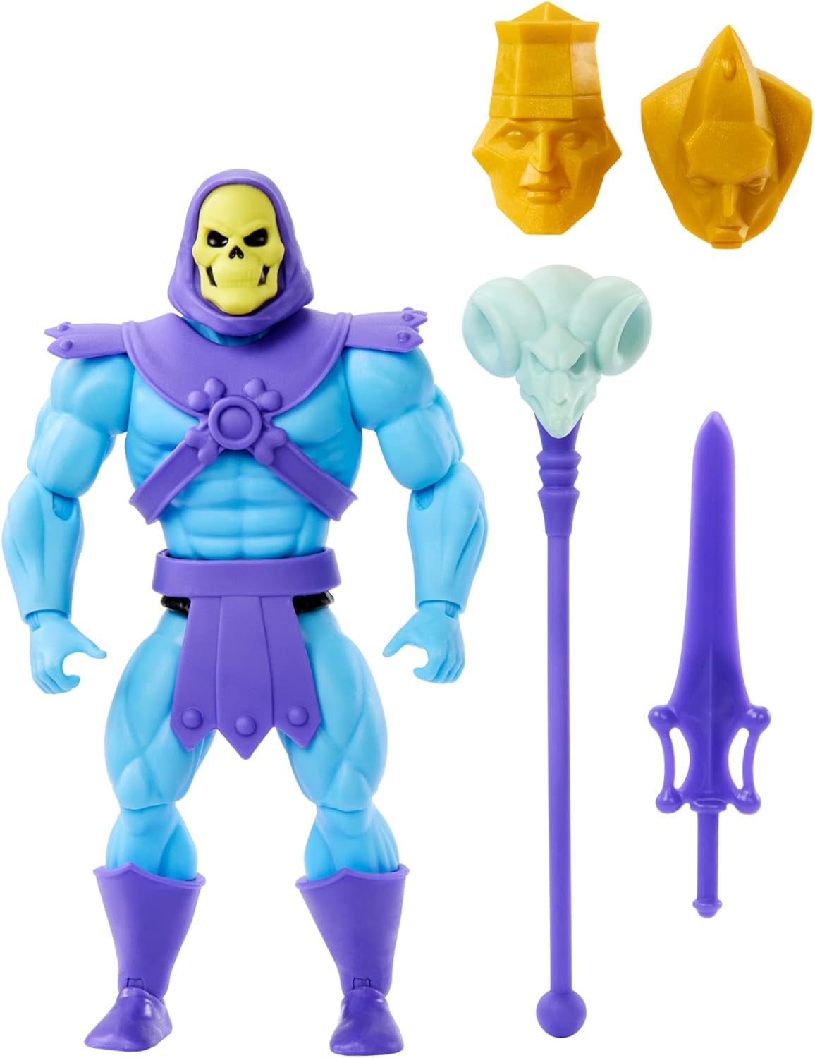 Jucărie Masters of the Universe Origins, figurină Skeletor din colecția de desene animate, răufăcător înalt de aprox. 14 cm cu armură, baston, sabie și 2 măști, HYD24 Action figures Naty Shop Modern