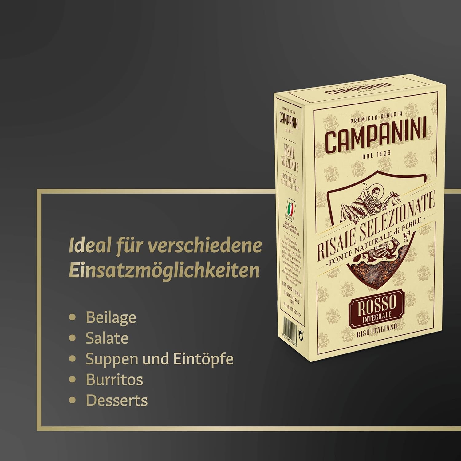 RISO ROSSO INTEGRALE Arroz rojo integral RISERA CAMPANINI 500g de Italia