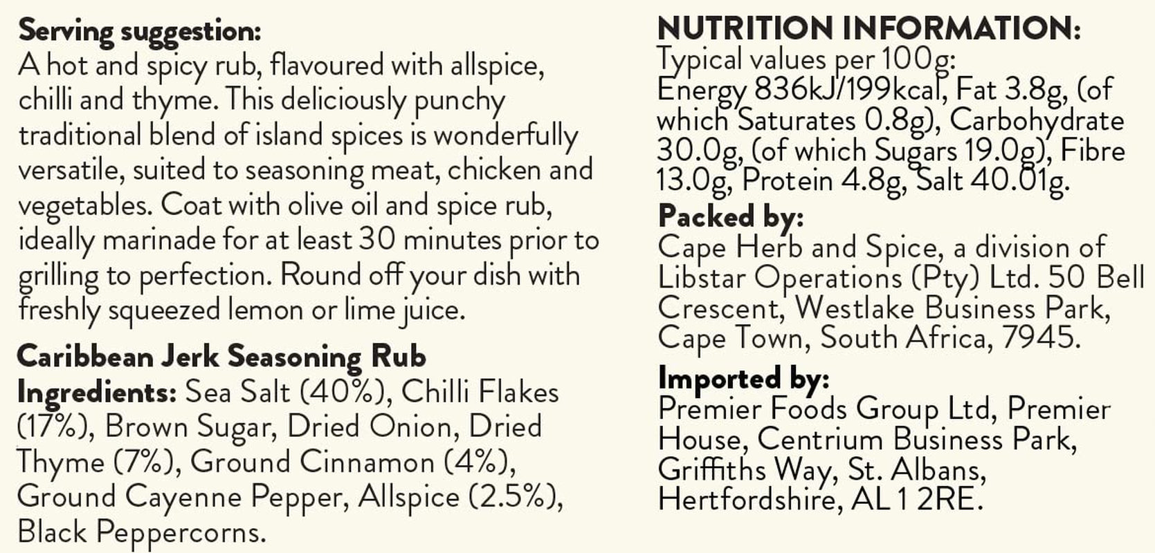 Rub Caribe Jerk, 100g