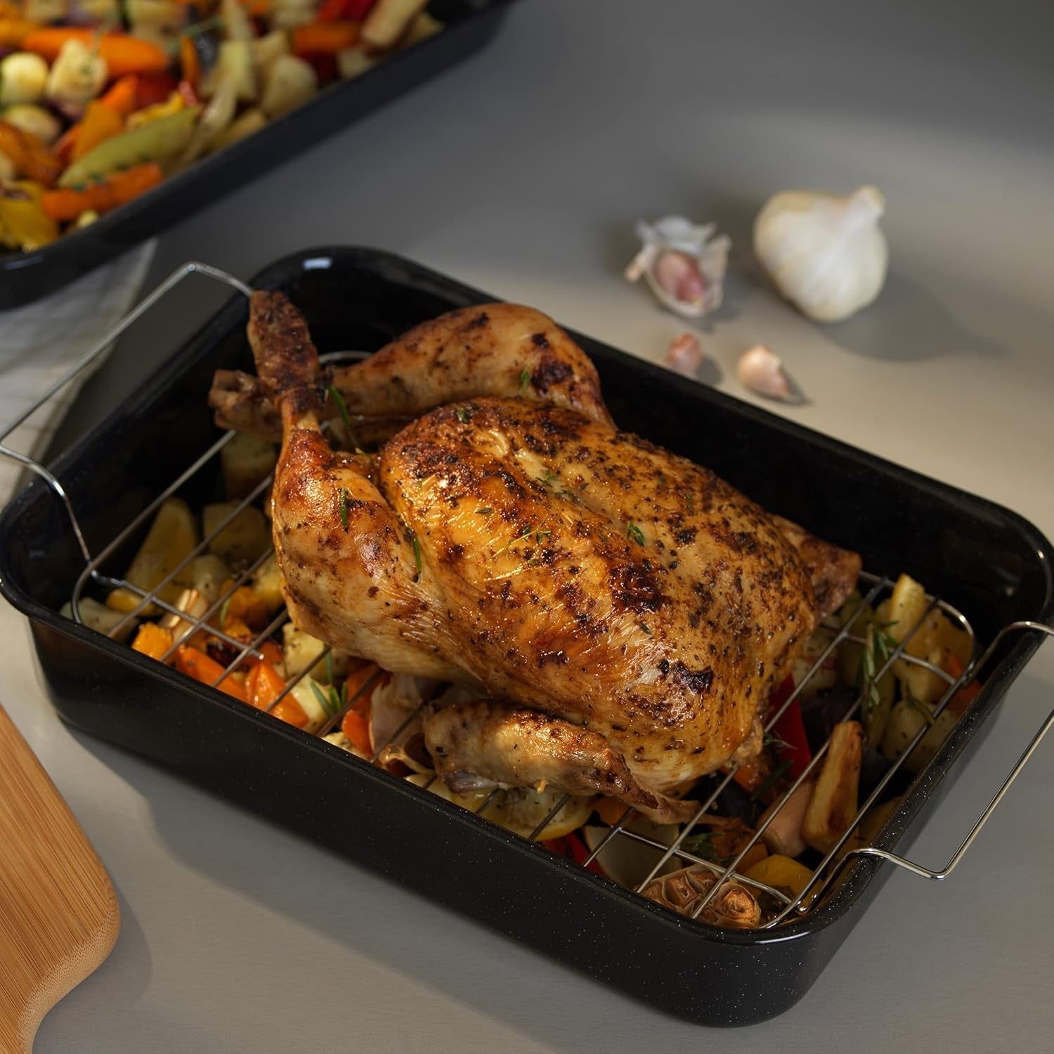 Russell Hobbs CW9161 Romano 34Cm Esmalte Bräter - Mit Gitter, Rechteckige Auflaufform Mit Rost, Spülmaschinenfest Ofenform, Grill Auflaufform, Bratform Für Backofen Ofenbeständig Bis 230 Grados Moldes y bandejas para repostería Naty Shop