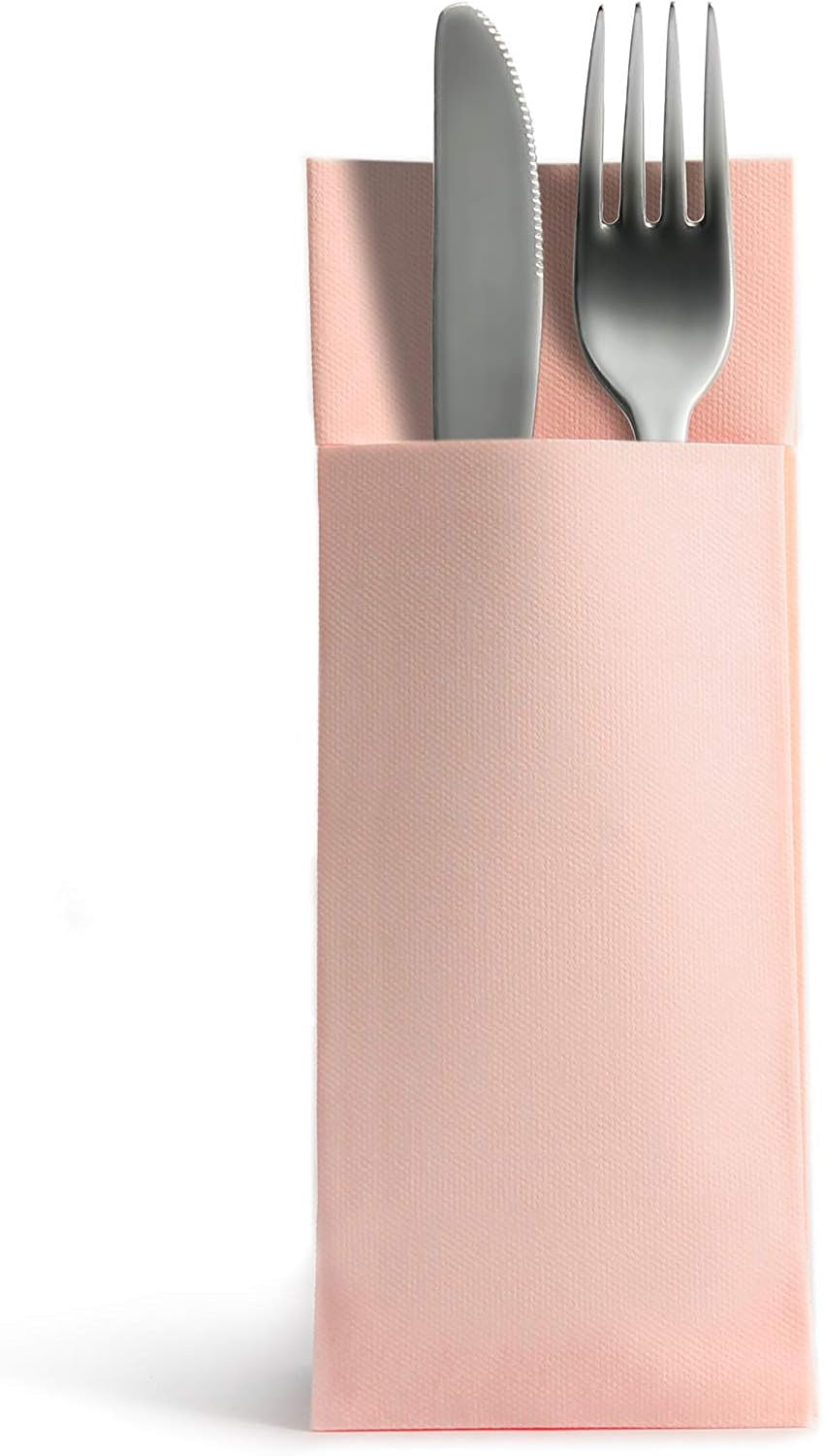 Airlaid 50 de șervețele pentru tacâmuri pungi pentru tacâmuri, asemănătoare țesăturii, șervețel de unică folosință de înaltă calitate, Bordeaux, 32X40 Cm