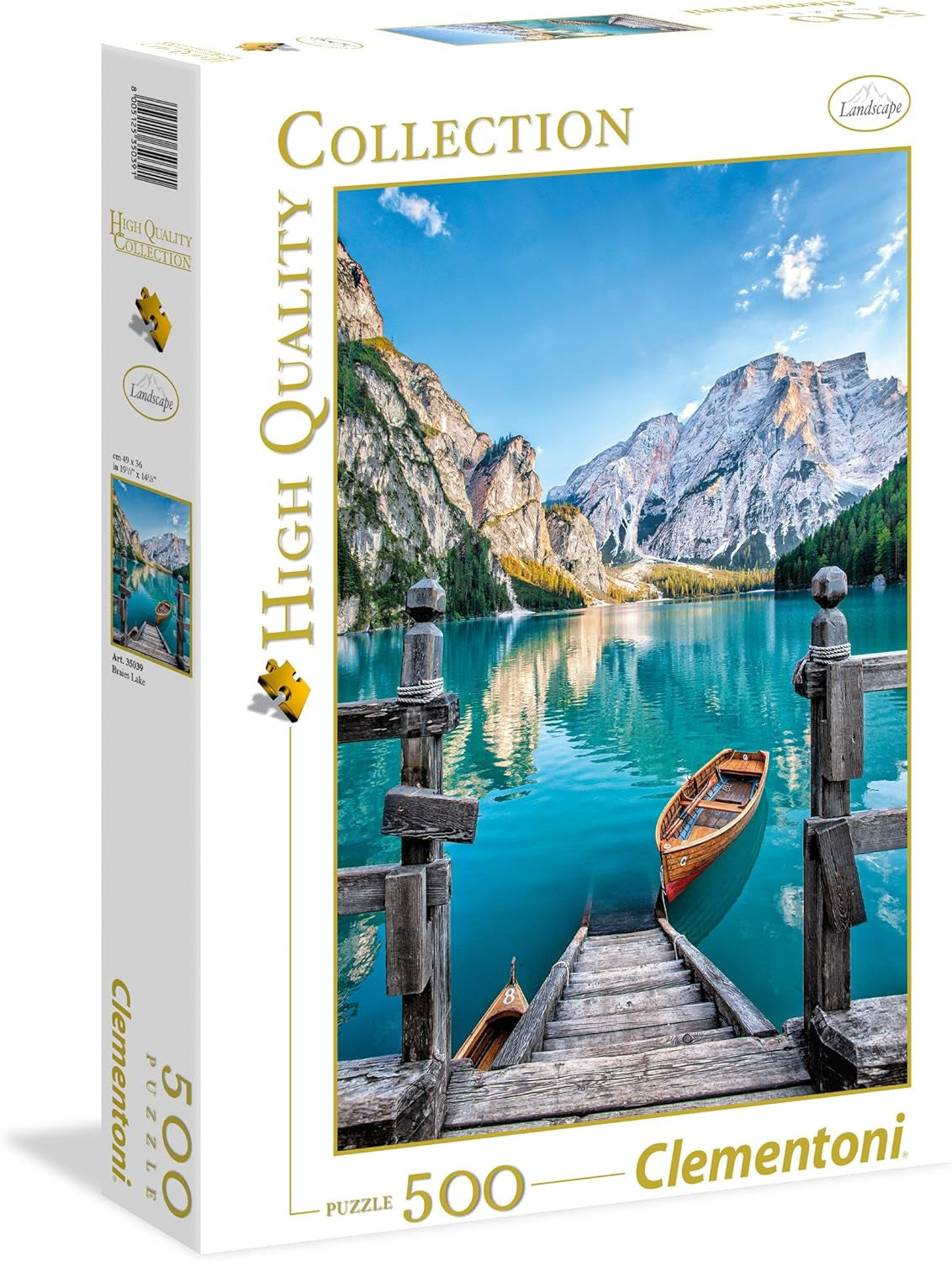 Clementoni 35039 Braies Lake - Puzzle 500 piese de la 9 ani, Puzzle colorat pentru adulți cu culori îndrăznețe, Joc de îndemânare pentru întreaga familie, Idee frumoasă de cadou Puzzle Naty Shop Titlu implicit