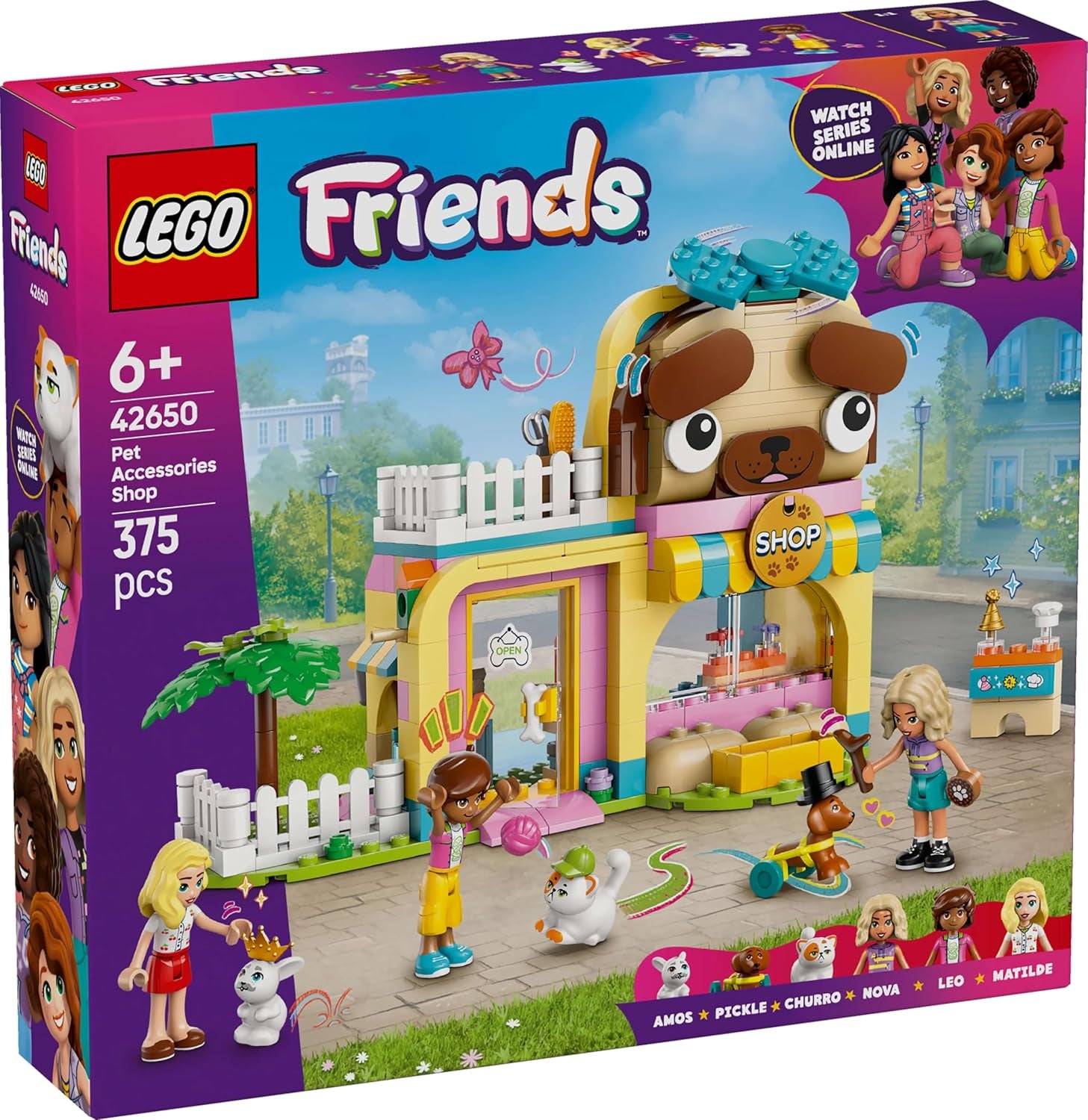 LEGO Friends Animal Accessories Store Set de juego de simulación Juguete educativo para niñas de 6 años 3 minifiguras y 3 figuras de animales Gato Perro Conejito Idea de regalo para niños 42650 Juegos de construcción Besuche den LEGO-Store