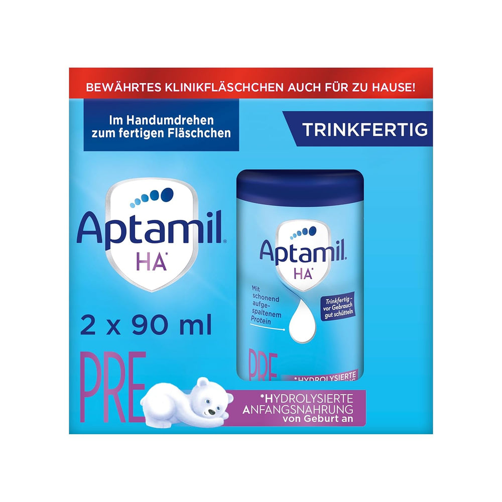 Aptamil HA Pre Ready to Drink – Leche hidrolizada para lactantes desde el nacimiento – 4 x 2 x 90 ml