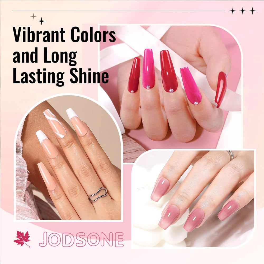 JODSONE Juego de esmaltes de uñas de 12 piezas, combinación de 10 colores, 2 capas base y capa superior, esmalte de uñas de secado rápido para aficionados y principiantes