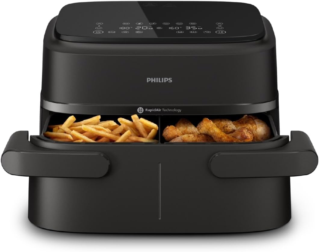 Philips Airfryer Dual Basket Serie 3000, 9L, 2 cestas, 2 platos listos al mismo tiempo, tecnología Rapidair plus aire caliente Electrodomésticos Naty Shop Flex Basket 7,1 L