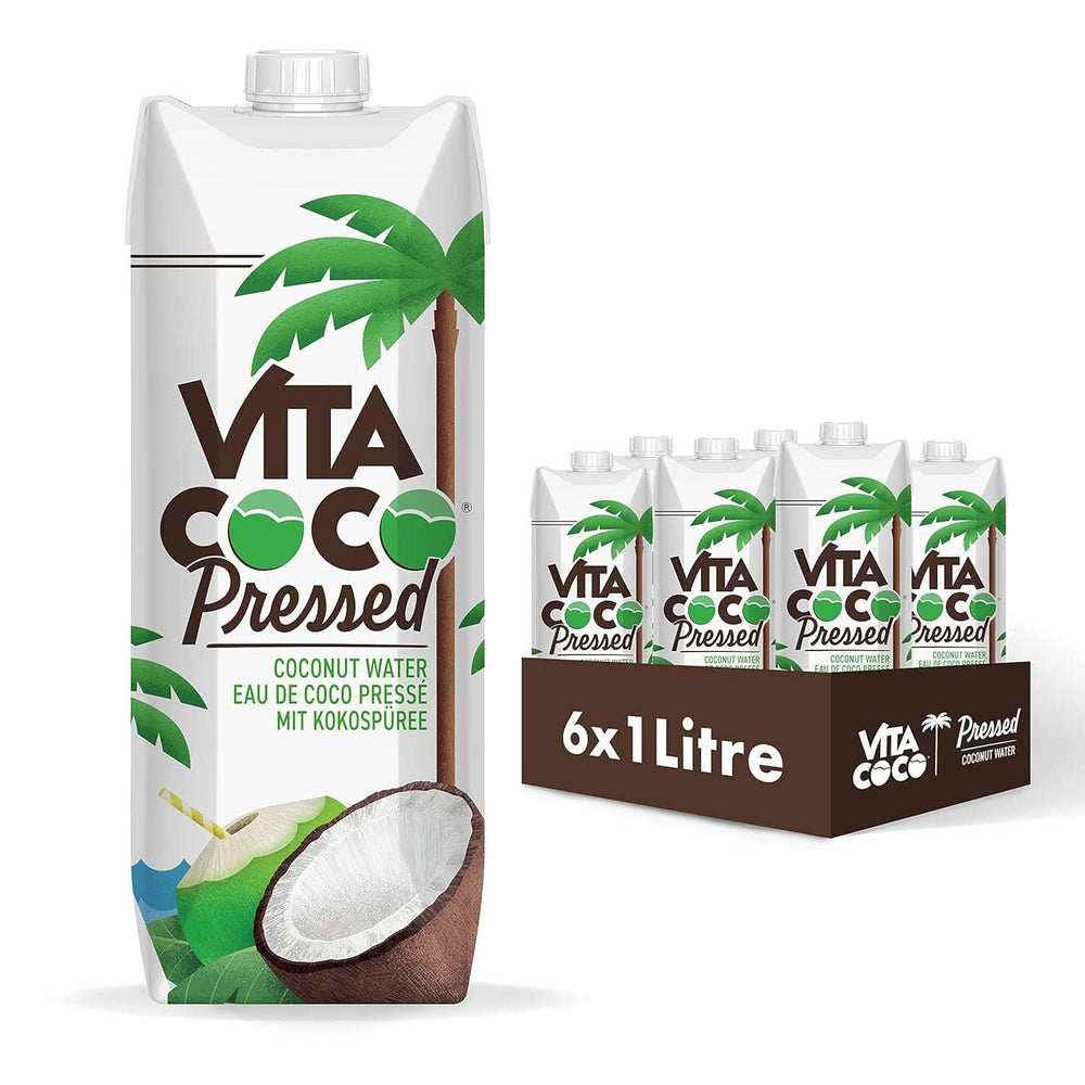 Vita Coco Agua Pura de Coco 6 x 1 litro, crema hidratante natural con electrolitos, sin gluten, llena de vitamina C y potasio Naty Shop 6 x 1 litro Agua de coco