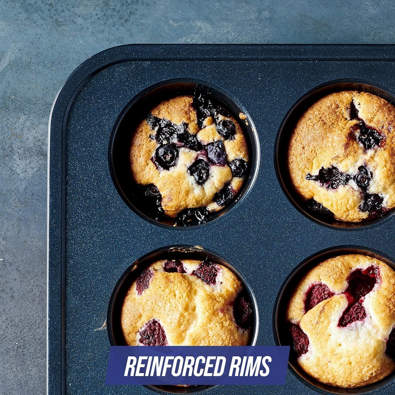 Blue Diamond Bakeware 12Er Muffinform Mit Antihaftbeschichtung, Blau Moldes y bandejas para hornear Naty Shop