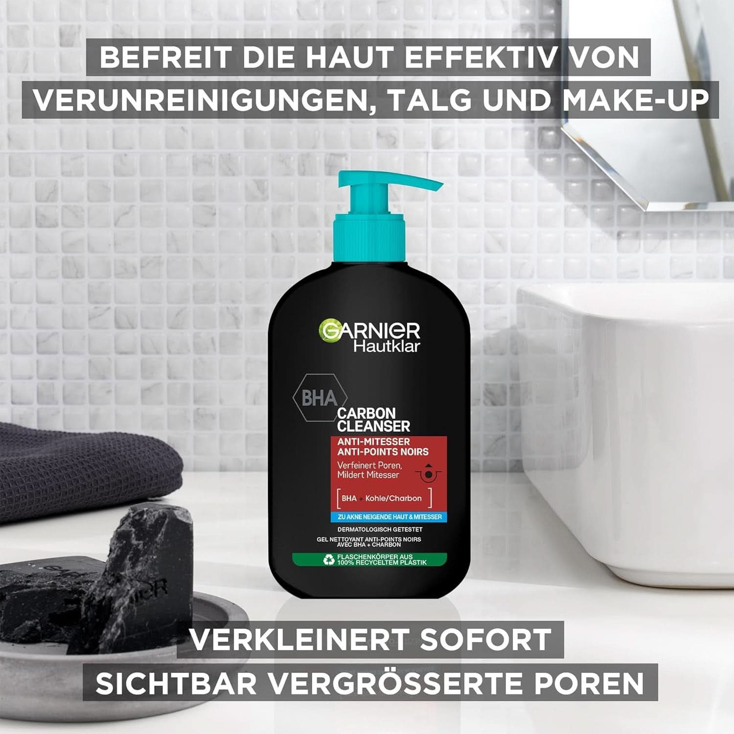 Garnier Charcoal Cleanser Gel Limpiador Facial Contra Puntos Negros y Espinillas 250ml Ducha y Baño Naty Shop