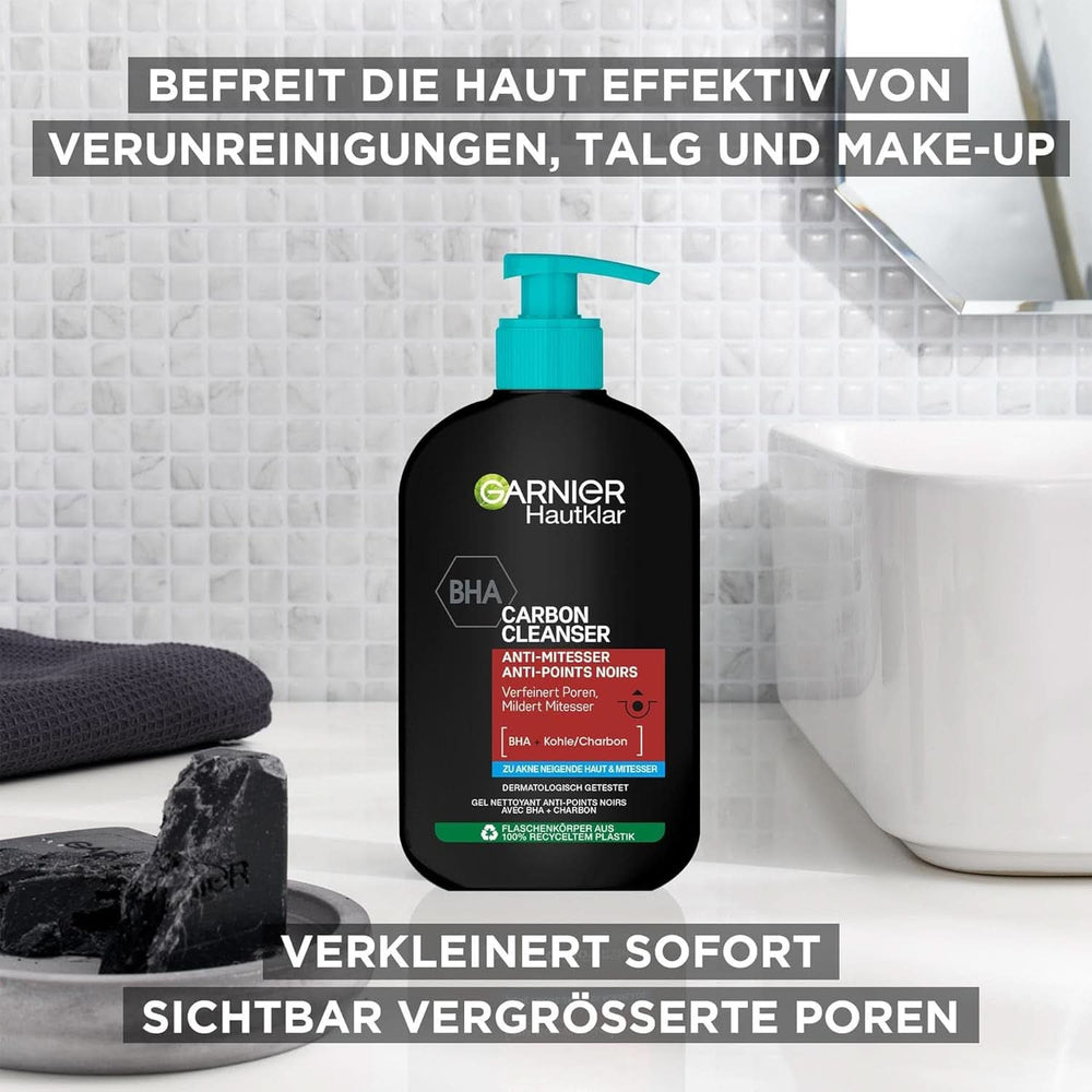 Garnier Charcoal Cleanser Gel Limpiador Facial Contra Puntos Negros y Espinillas 250ml Ducha y Baño Naty Shop