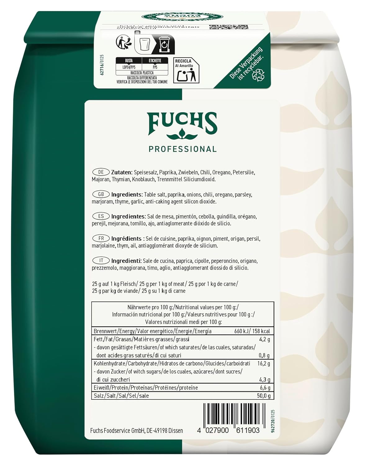 - Gyros Gewürzsalz | Gewürz für griechische Fleisch-Gerichte | Calidad profesional para grandes fabricantes | Bolsa reciclable de 1 kg.