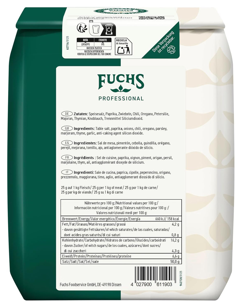 - Gyros Gewürzsalz | Gewürz für griechische Fleisch-Gerichte | Calidad profesional para grandes fabricantes | Bolsa reciclable de 1 kg.