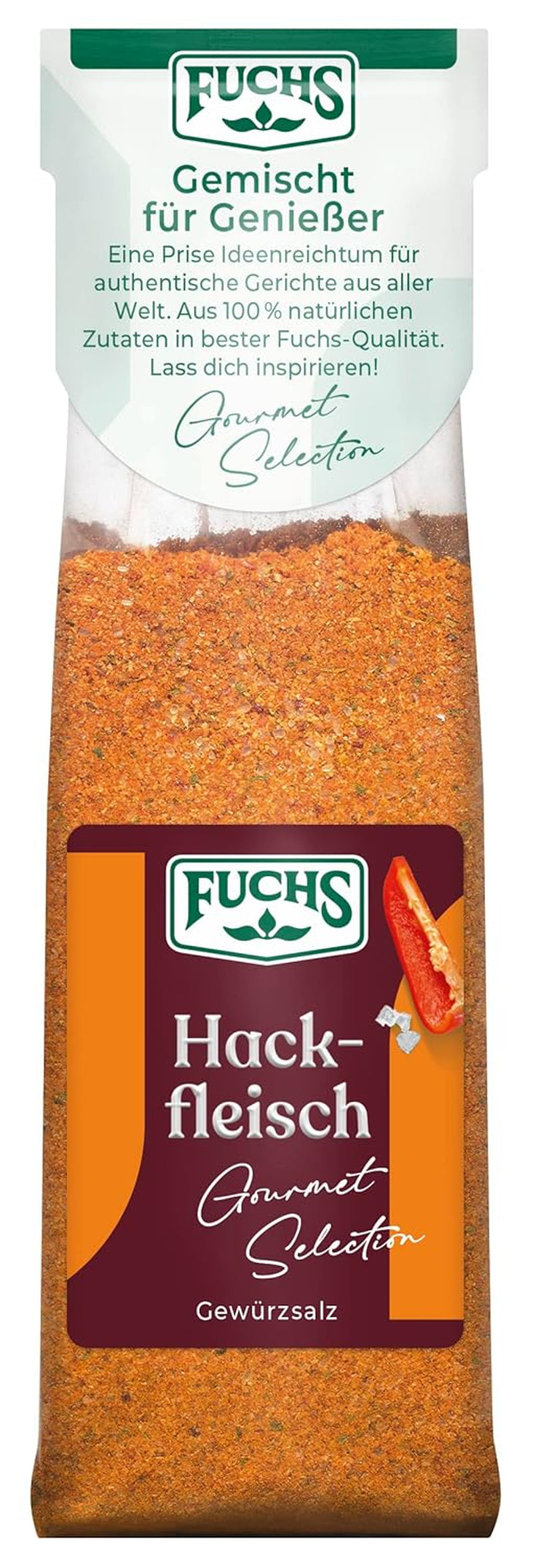 Fuchs Gourmet Selection Klassisch/Heimisch – Bratkartoffel Gewürzsalz, nachfüllbares Kartoffel Gewürz, Salz zum Würzen von Brat- & Ofenkartoffeln, Pommes Frites & Co, vegano, 70 g