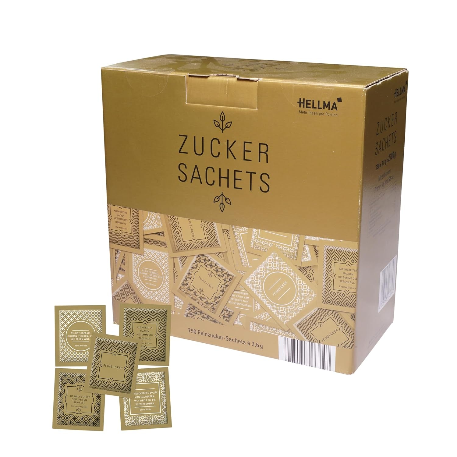 Hellma Zucker-Sachets Goldline 750 Stk. Je 3.6 G – 3.6 Kg Vorrats-Box - Zuckertütchen Einzeln, Für Kaffee Oder Tee Sweeteners Naty Shop Título predeterminado