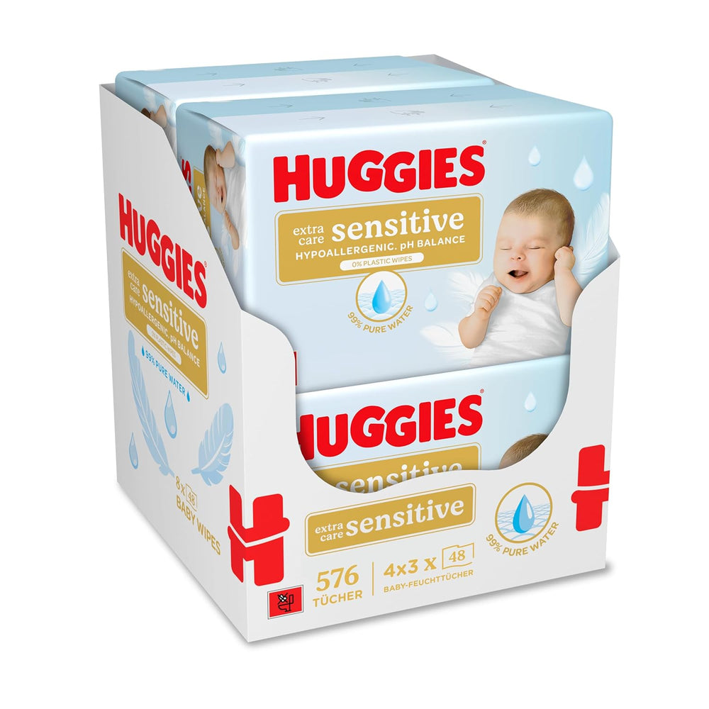 Toallitas para bebés sensibles Huggies Pure Extra Care, 99 % agua, sin plástico, sin fragancia