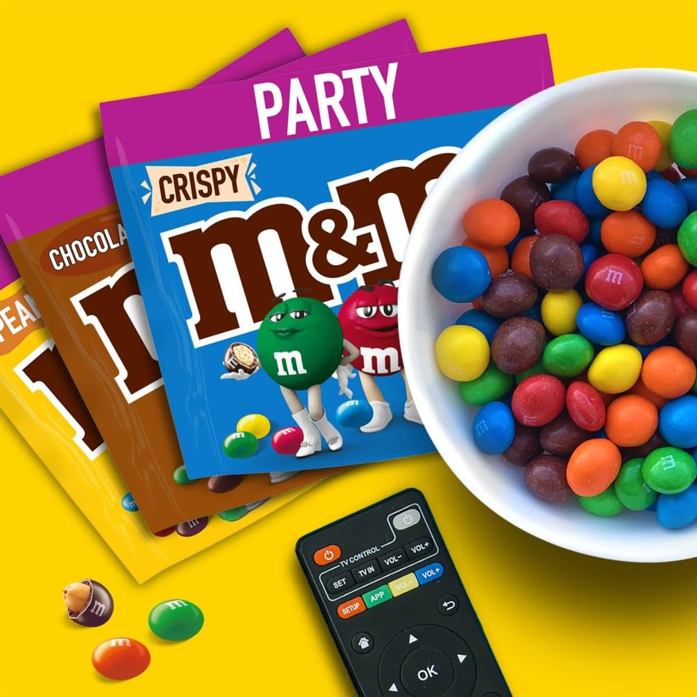 Chocolate M&M's Paquete grande, Lentejas de chocolate crujientes con glaseado de azúcar de colores, Mezcla para fiestas, 1 x 800 g, Caramelo con temática de fútbol americano