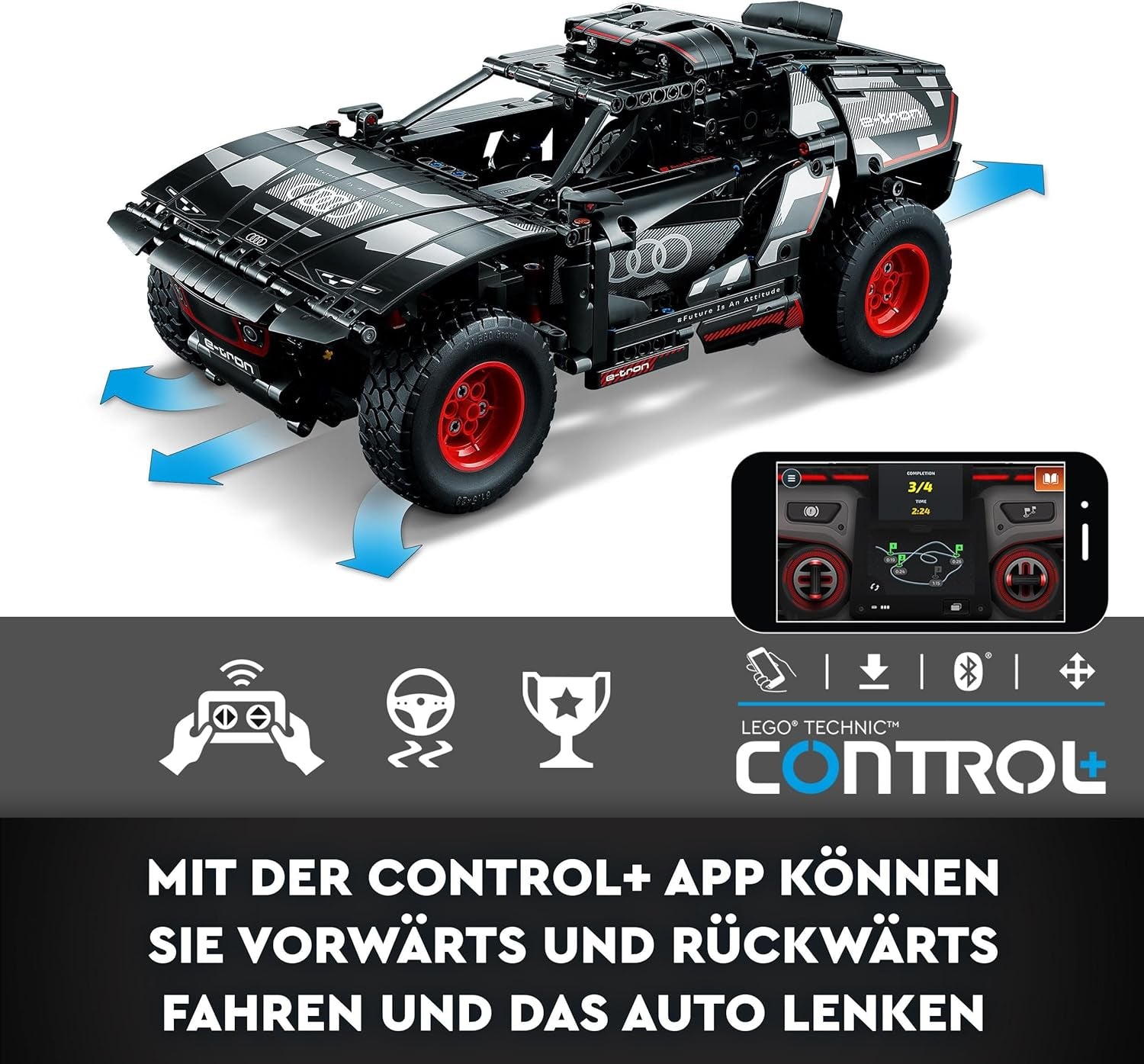 LEGO 42160 Technic Audi RS Q e-tron, Rallye-Auto-Spielzeug, Dakar-Rallye-Geländewagen, App-steuerter RC mit Control+, Geschenk für Jungen, Mädchen y Fans ab 10 Jahren zum Bauen