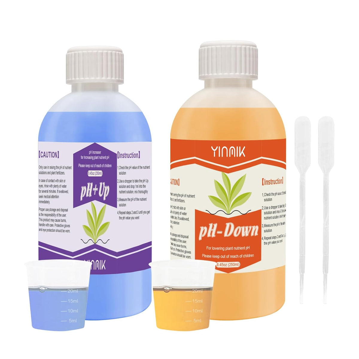 Regulador de pH para hidroponía, líquido para aumentar y disminuir el pH, líquido regulador de pH para reducir o aumentar el valor del pH, tampón premium de 250 ml, adecuado para todos los sistemas hidropónicos (suelo y agua)