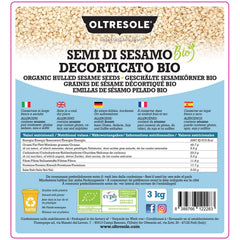 Semințe de susan organice 3 kg, semințe oleaginoase organice crude, susan alb, decojite natural, neprăjite, sursă de calciu și fier, pachet economic