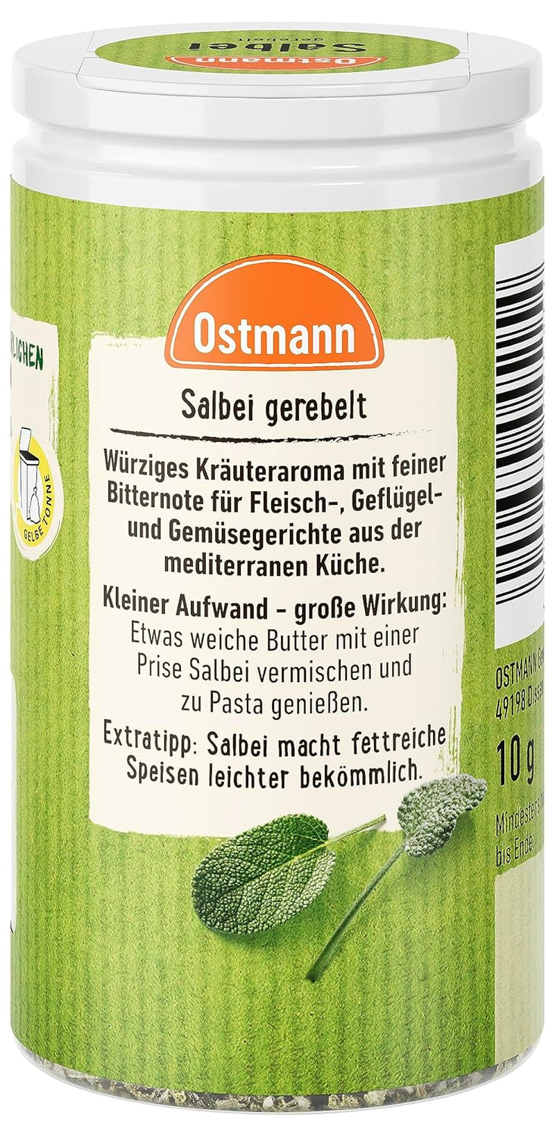 Ostmann Gewürze - Cinturón de color salvia | Würziges Kräuteraroma für Fleisch- und Gemüsegerichte | 10 g en la dosis
