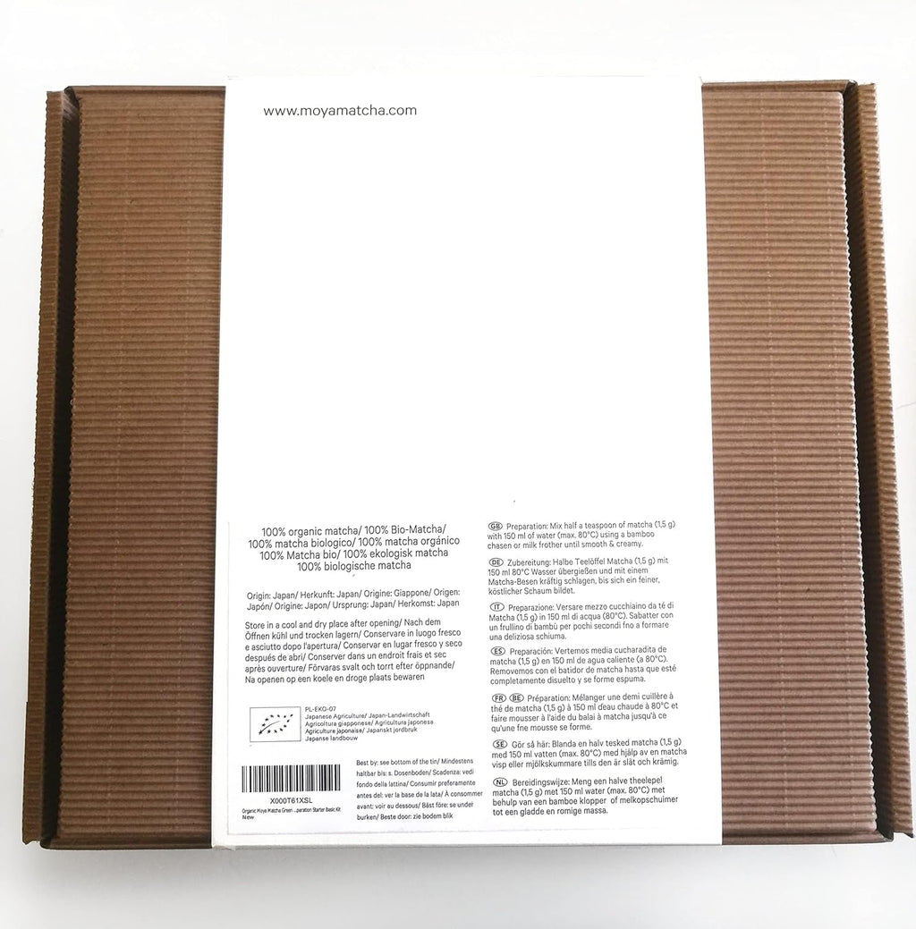 Set de ceai Moya Matcha Pudră verde organică | BIO 30G Clasa tradițională (II) | Ambalaj + bol Matcha + bătător de bambus | Set pentru prepararea Matcha