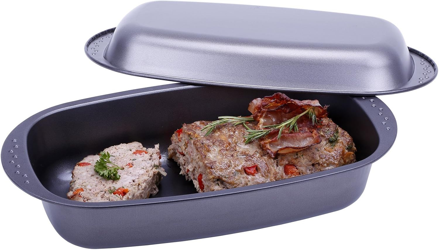 Chg 9942-04 bratenform mit deckel, antihaftbeschichte, antracita-metálico, 37 x 20 x 7 cm moldes y bandejas para hornear naty shop
