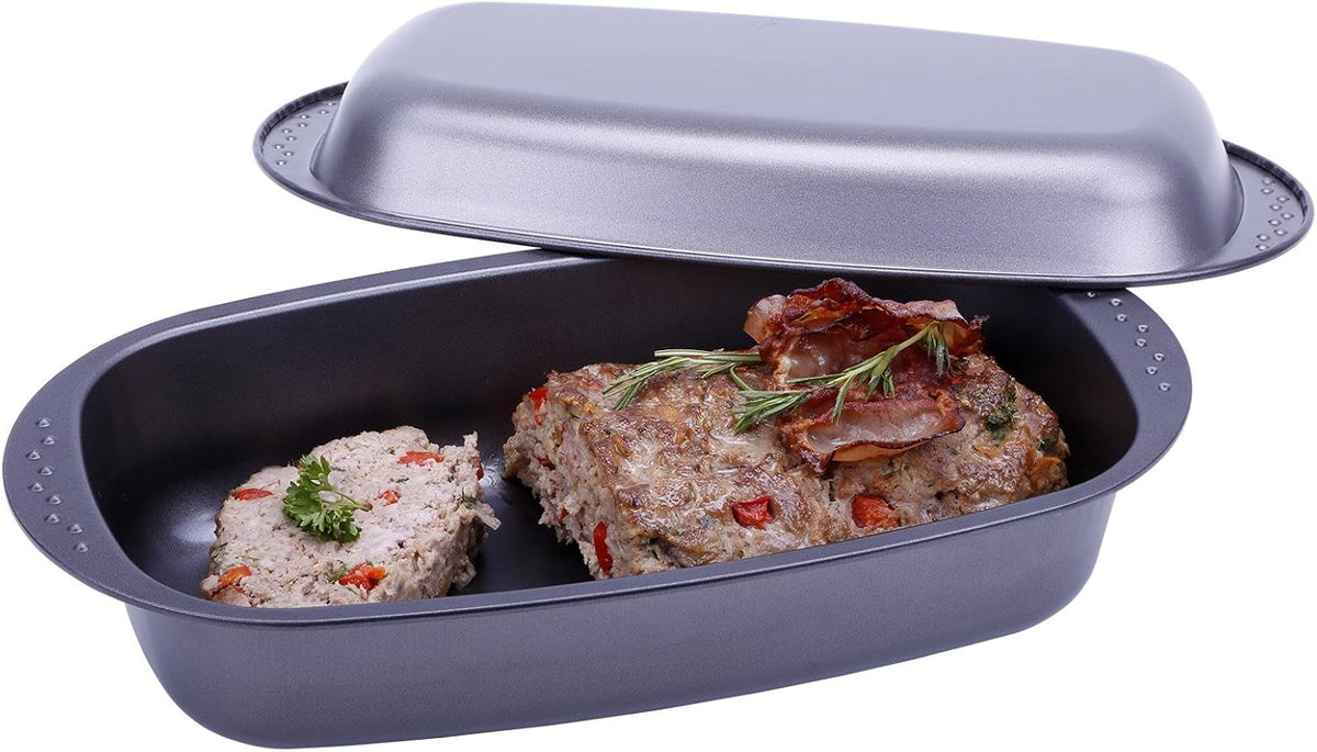 Chg 9942-04 bratenform mit deckel, antihaftbeschichte, antracita-metálico, 37 x 20 x 7 cm moldes y bandejas para hornear naty shop