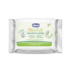 Toallitas Húmedas Protectoras Chicco NaturalZ, Pack de 20. Protección natural de verano con hierba de limón y eucalipto, protección de día y de noche.